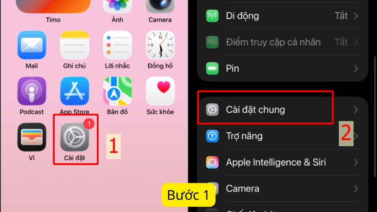 Tìm đến mục Cài đặt chung