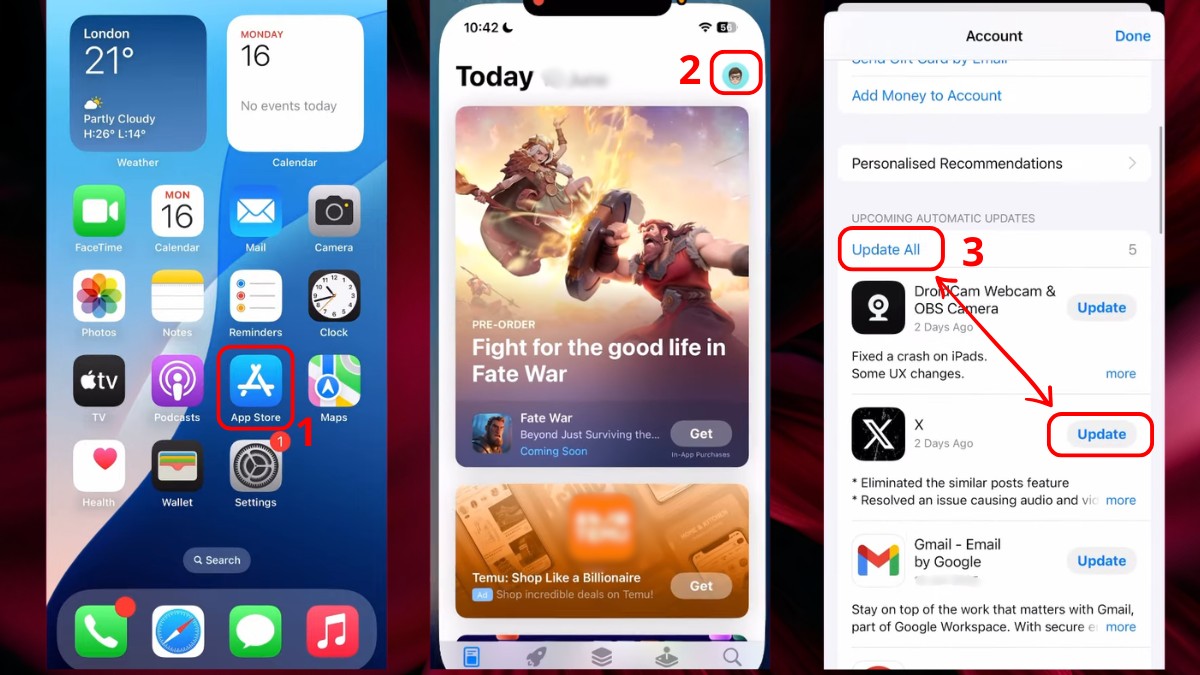 Cập nhật lại app
