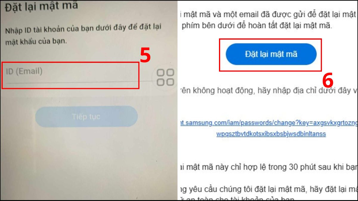 Thao tác lấy lại mật khẩu email