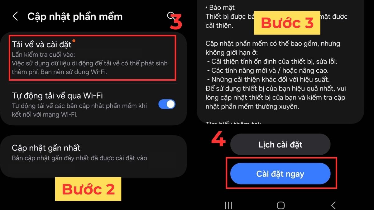 Tải và cài đặt bản cập nhật phần mềm