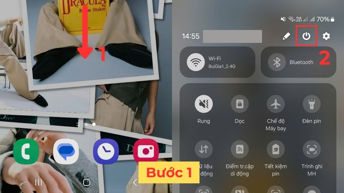 Mở trung tâm điều khiển điện thoại Samsung