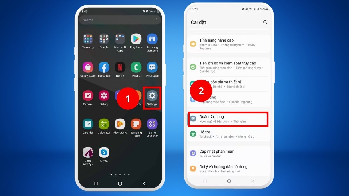Vào mục Quản lý chung trong Cài đặt