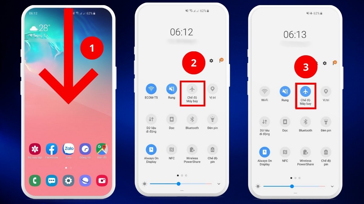 Thử bật và tắt lại Chế độ Máy bay trong Trung tâm điều khiển
