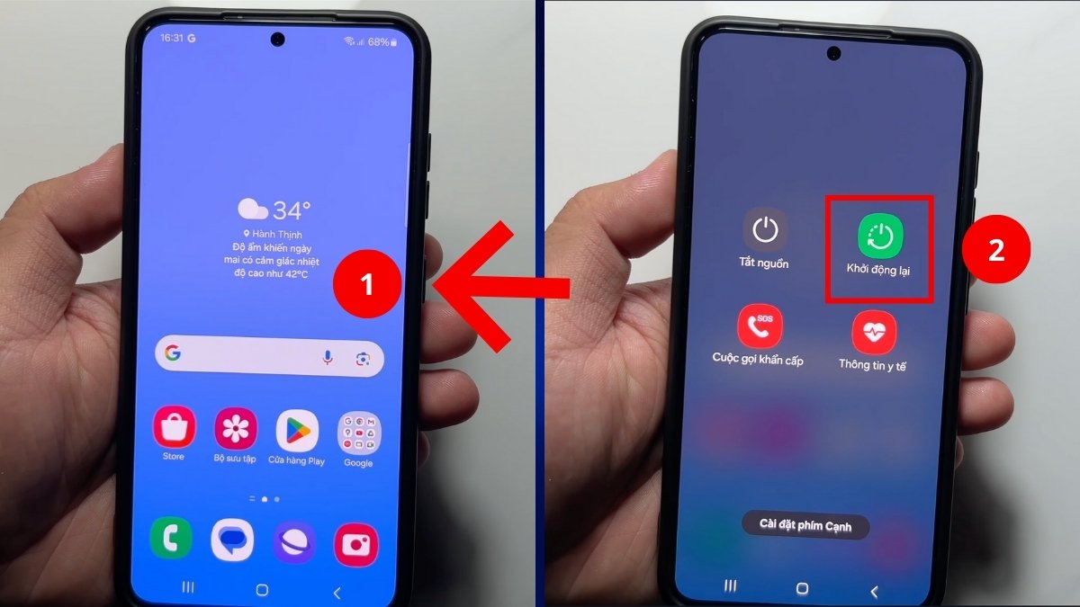 Khởi động lại máy Samsung