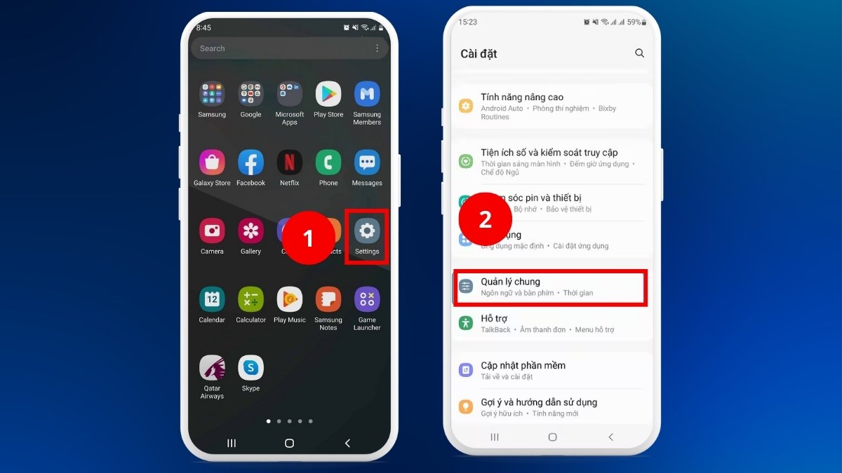 Vào mục Quản lý chung trong Cài đặt
