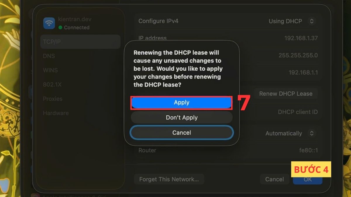 Chọn Apply xác nhận