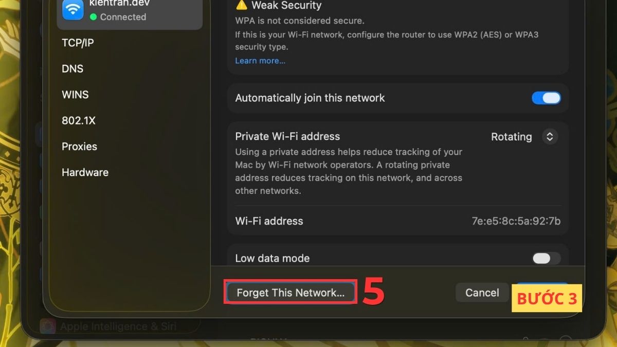 Chọn vào Forget This Network