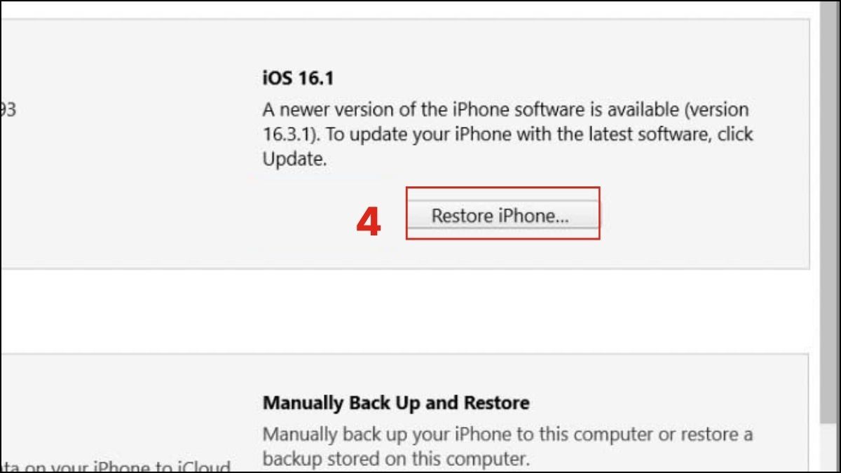 Chọn Restore iPhone