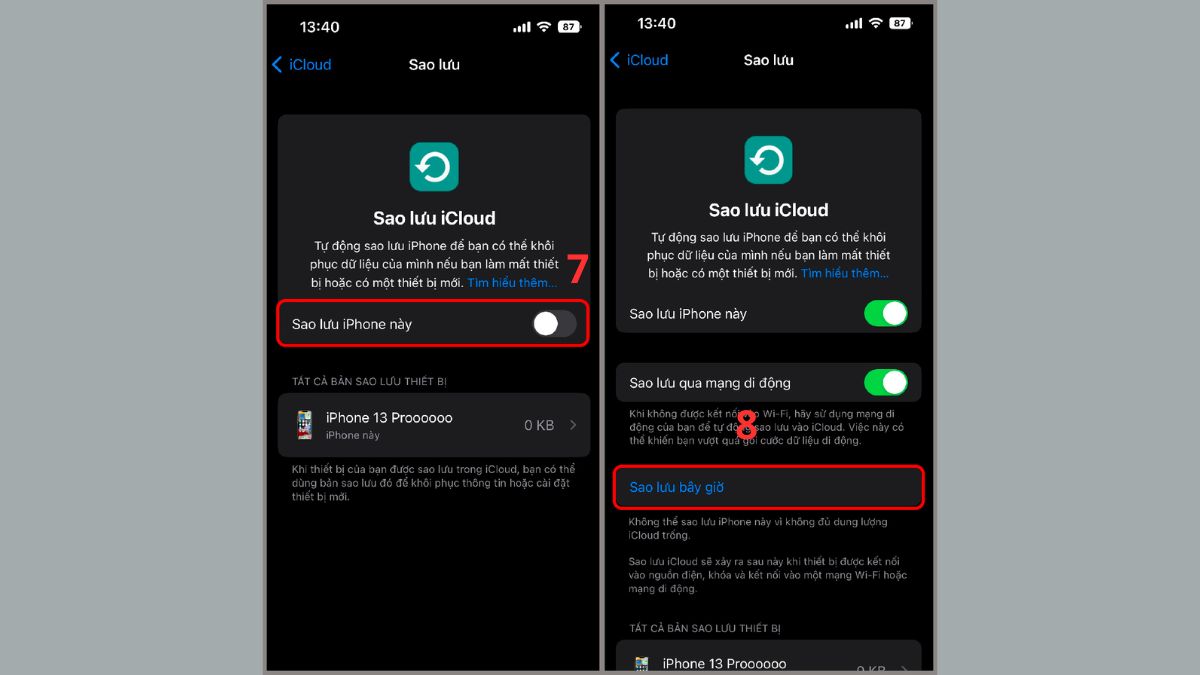 Thực hiện quá trình sao lưu