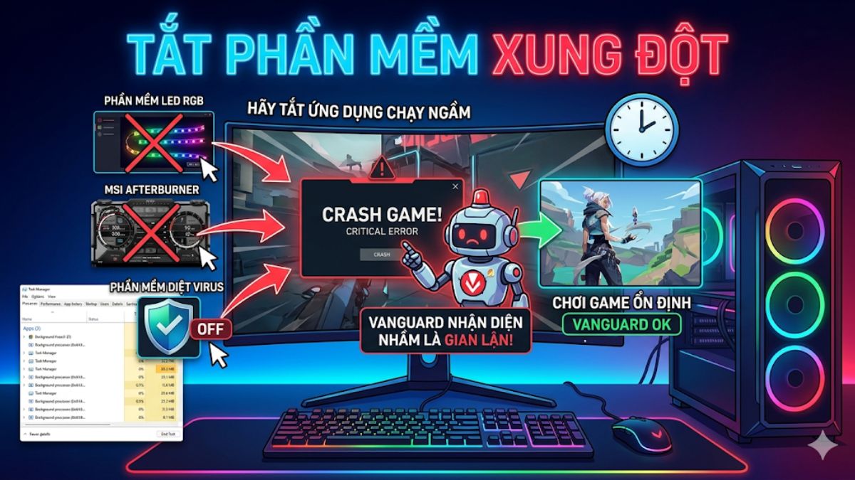 Tắt phần mềm xung đột để sửa lỗi Vanguard trong LMHT