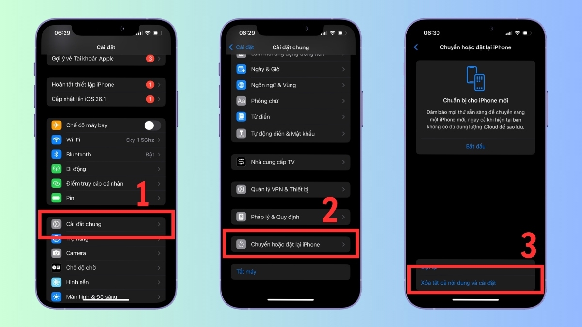 Thiết lập cài đặt gốc cho iPhone
