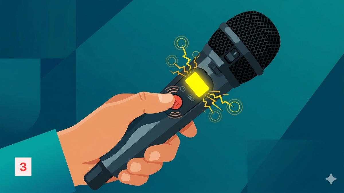 Nhấn giữ nút SET trên micro cho đến khi đèn LED nhấp nháy