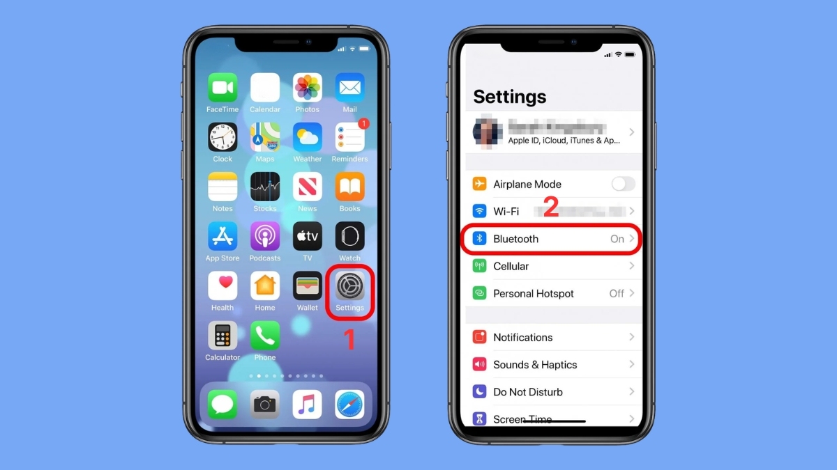 Tìm đến mục Bluetooth trên iPhone