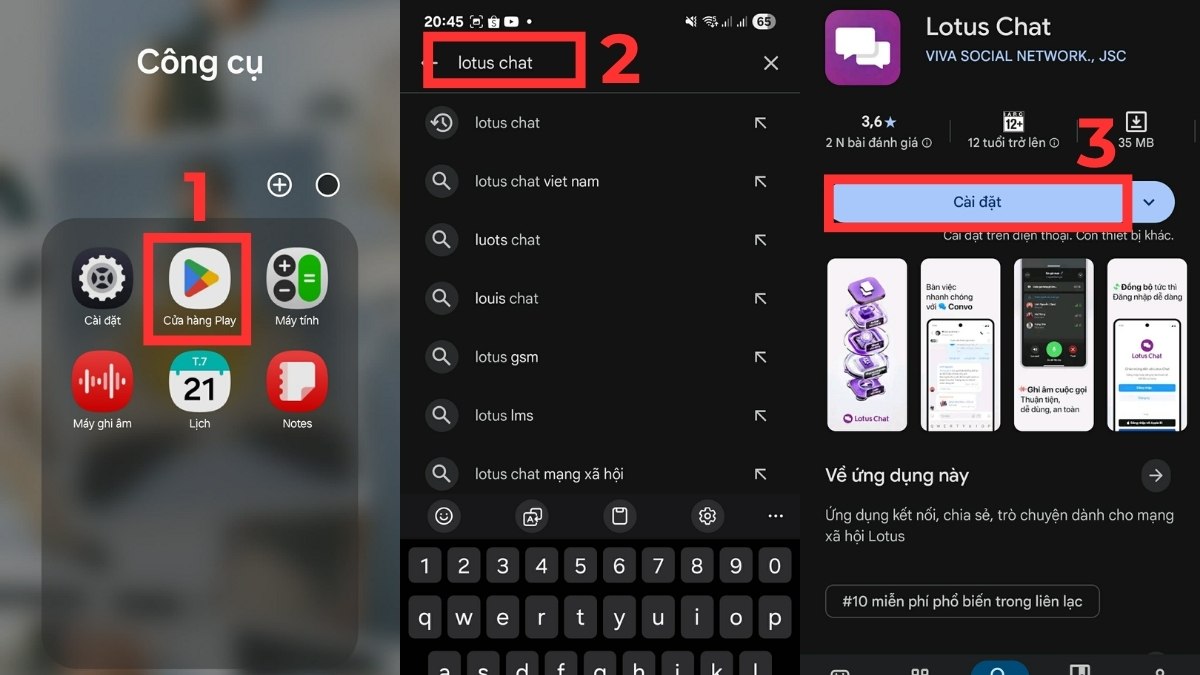 Mở cửa hàng Google Play và cài đặt Lotus Chat