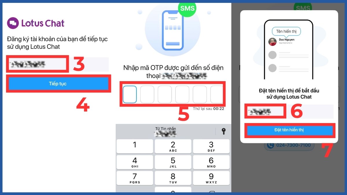 Nhập số điện thoại và Tiếp tục