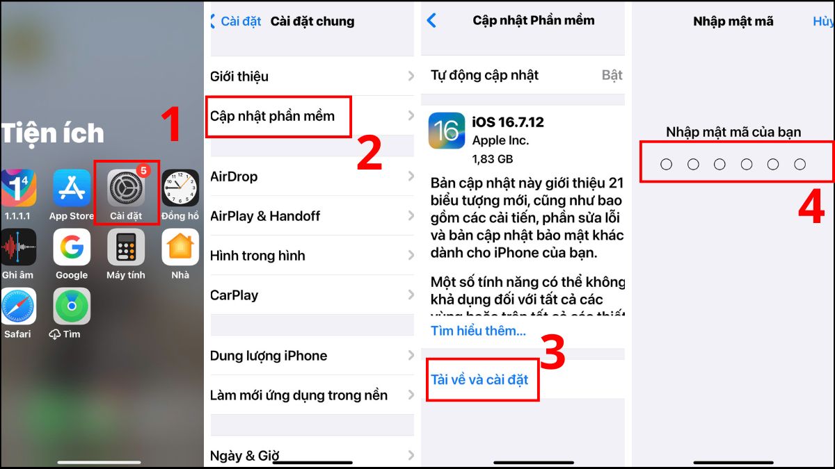 Thực hiện thao tác cập nhật phần mềm iOS mới nhất