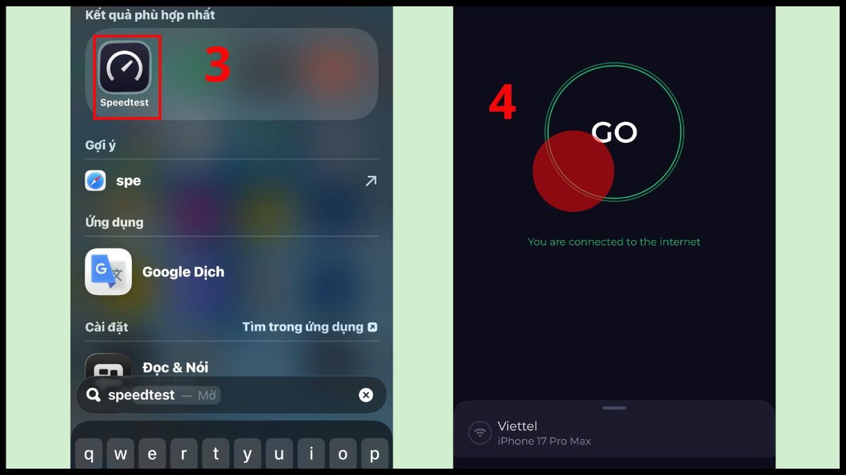 Mở ứng dụng và nhấn Go