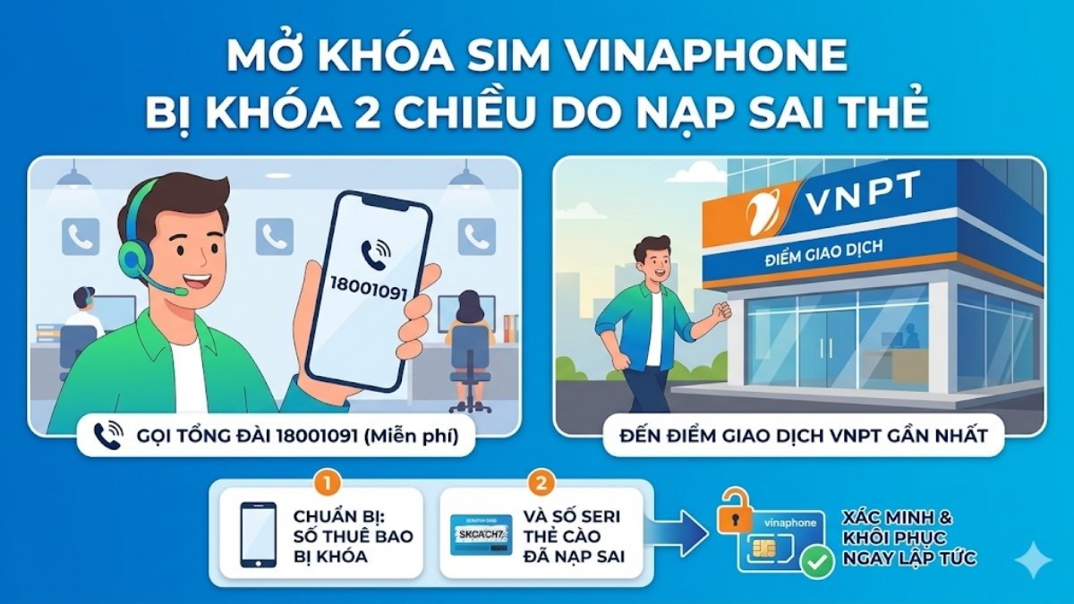 Cách mở khóa SIM Vinaphone bị khóa 2 chiều do nạp sai thẻ