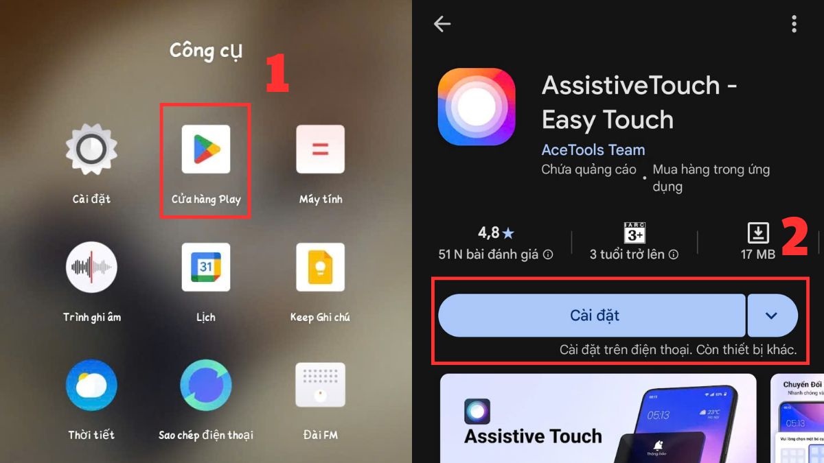 Mở ứng dụng CH Play và tải Easy Touch