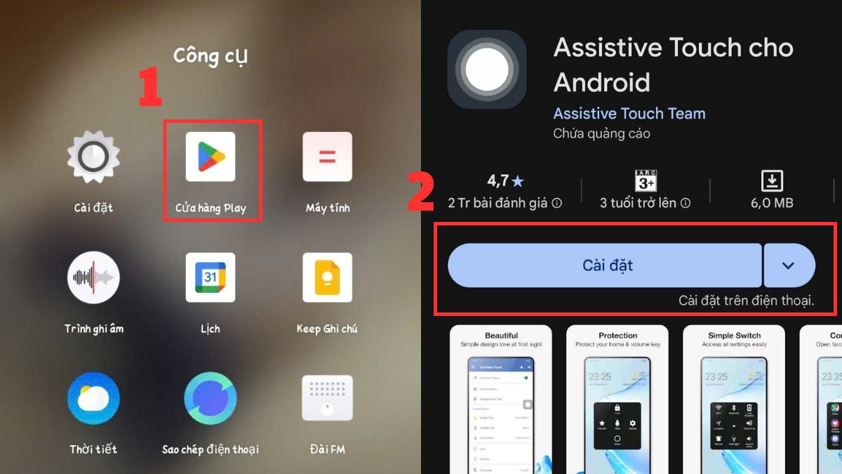 Mở ứng dụng CH Play và tải Assistive Touch