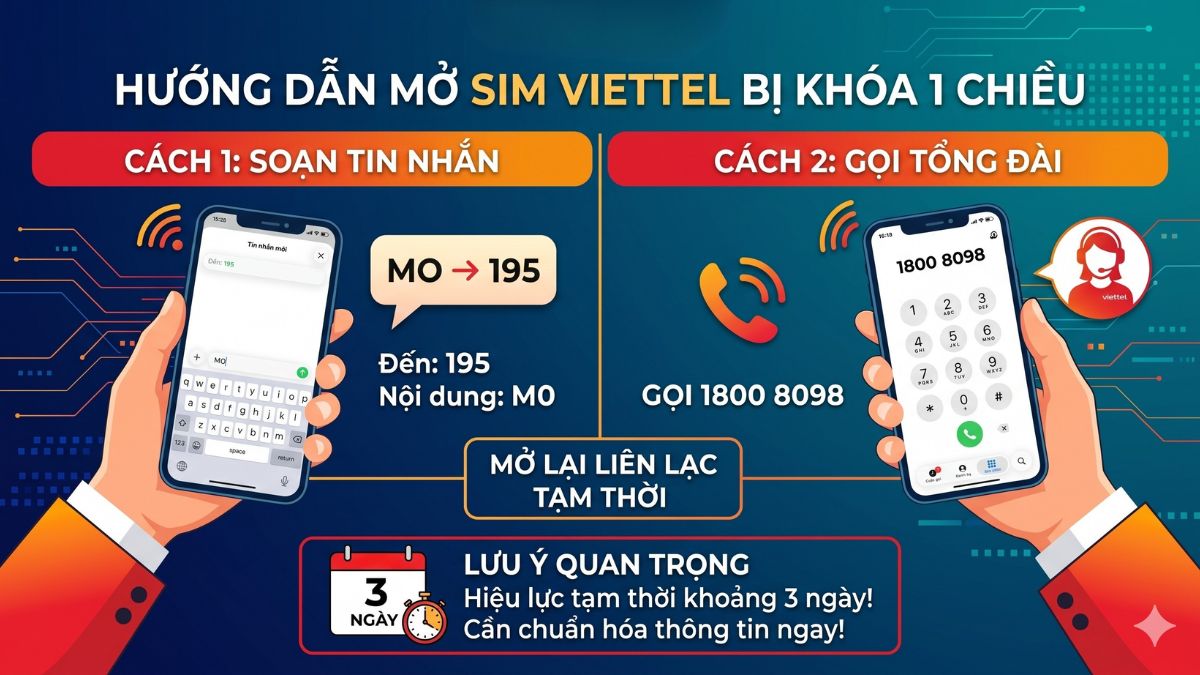 Cách mở SIM Viettel bị khóa 1 chiều