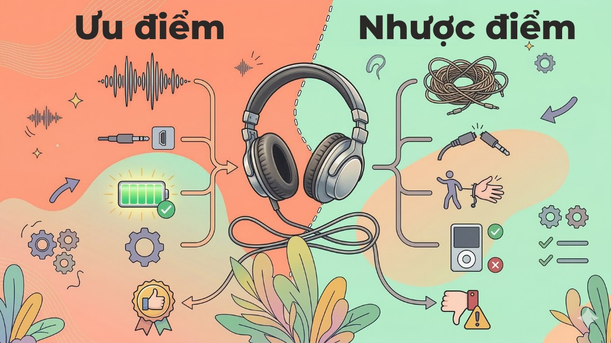 Tai nghe có dây có thể sử dụng liên tục trong thời gian dài