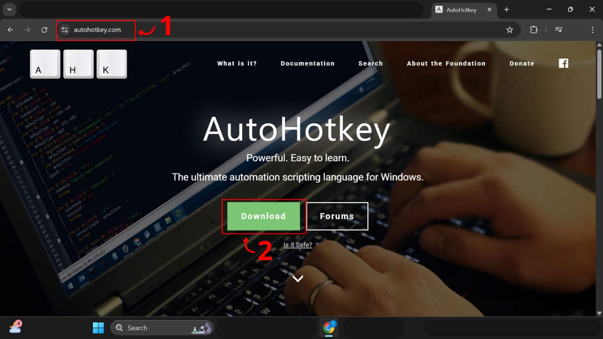 Giao diện phần mềm AutoHotkey