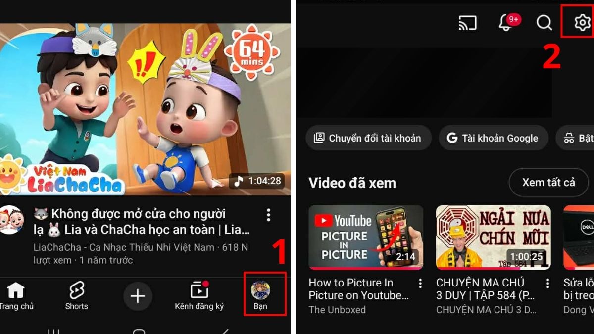 Mở YouTube và chọn Avatar