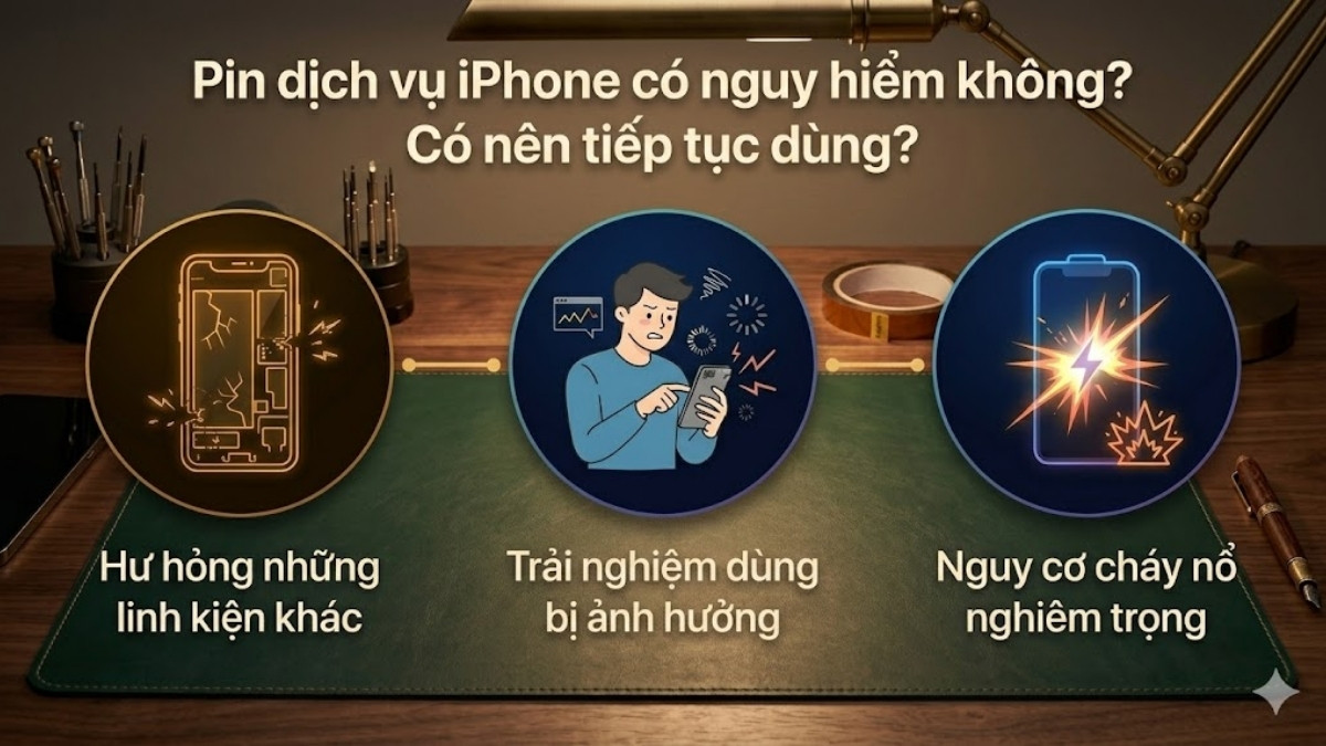 Việc tiếp tục sử dụng pin báo dịch vụ không gây nguy hiểm trực tiếp