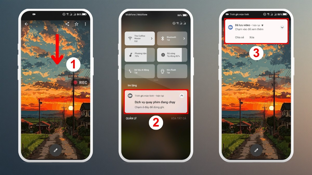 Thao tác Dừng và lưu trên Android