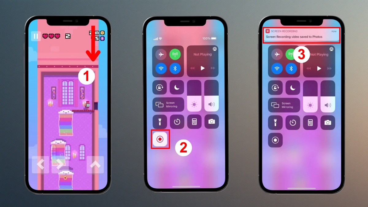 Thao tác dừng và lưu video ghi màn hình trên iPhone