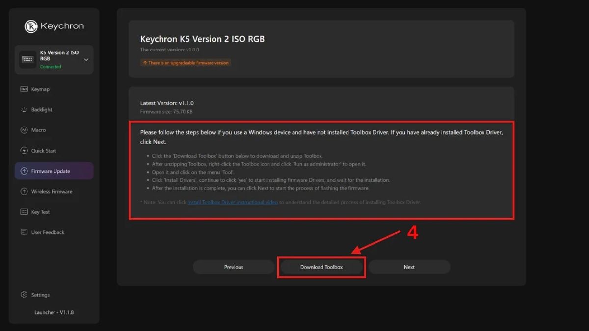 Reset bàn phím cơ thông qua firmware