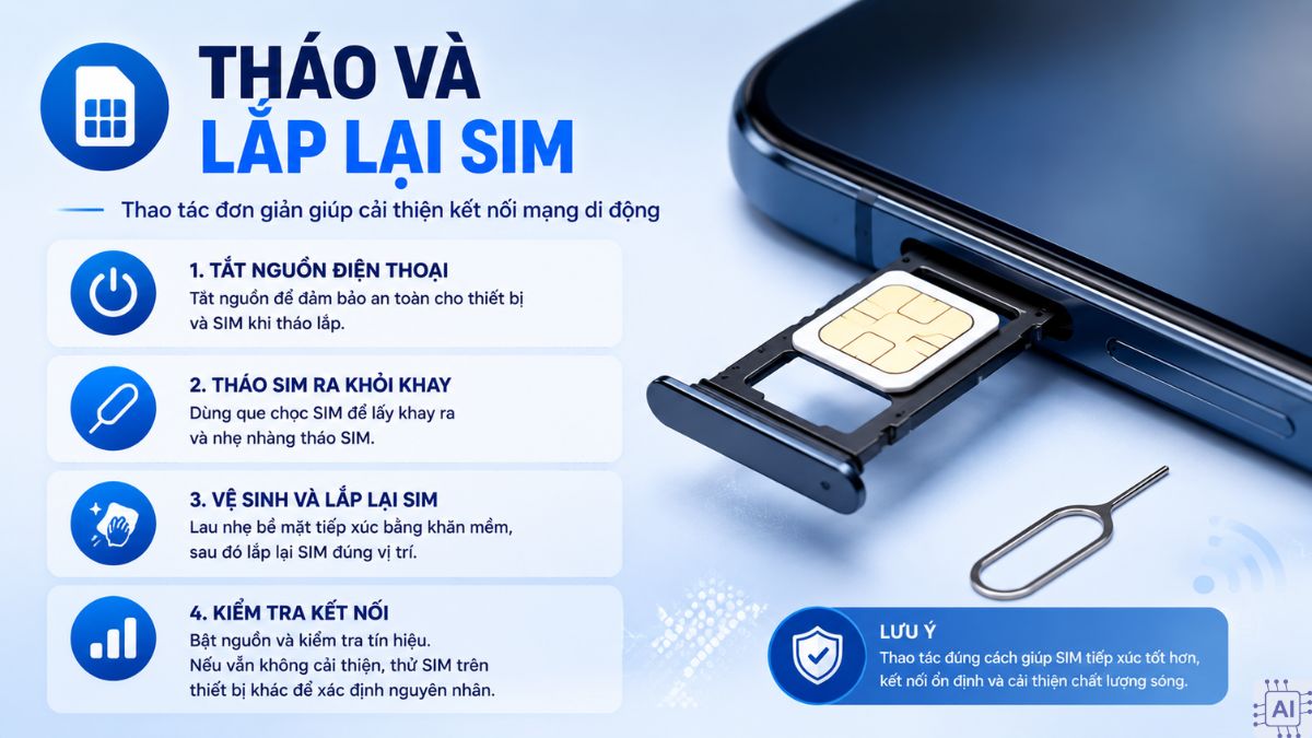 Tháo và lắp lại SIM
