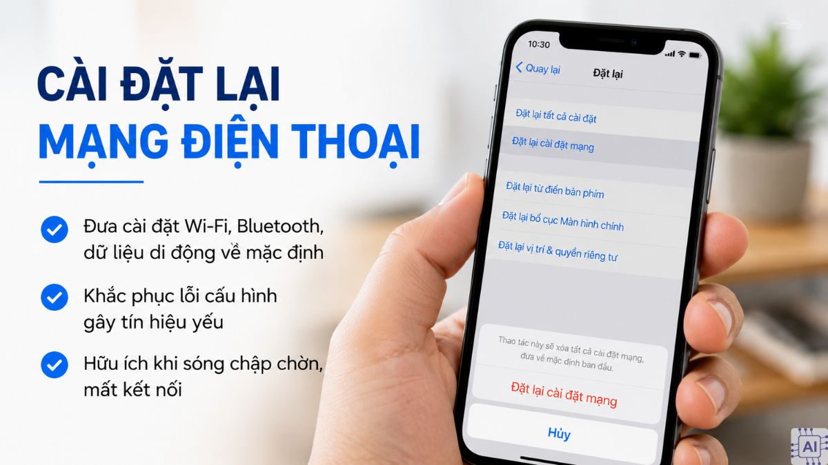 Cài lại mạng để khắc phục sóng điện thoại yếu 