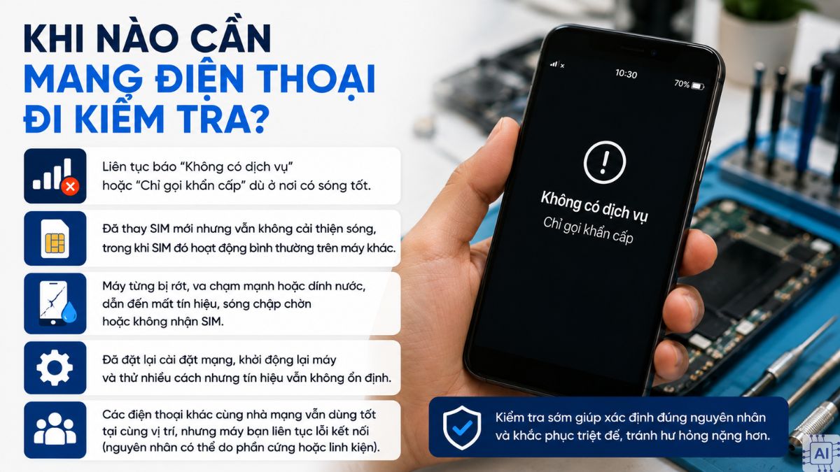 Thời điểm mang điện thoại đi kiểm tra