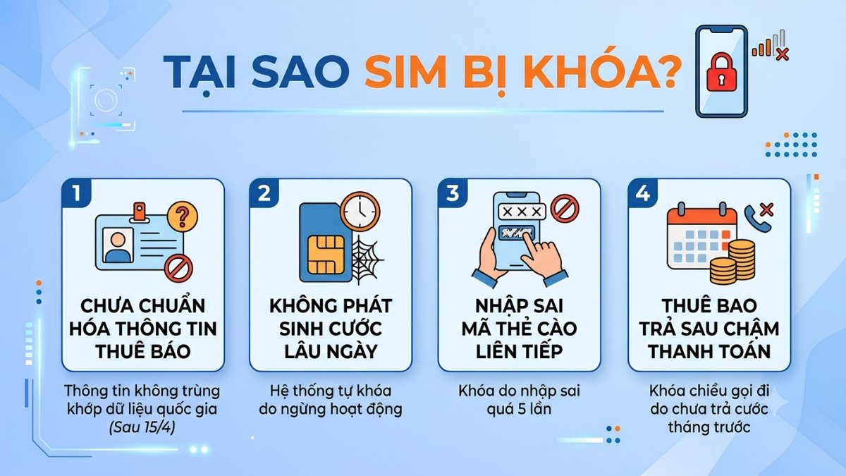 Một số nguyên nhân khiến SIM bị khoá