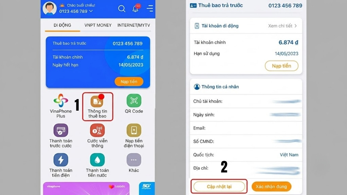 Cập nhật lại thông tin thuê bao VNPT