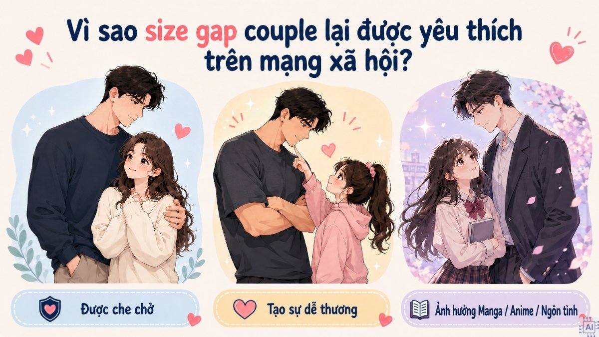 Size gap couple được yêu thích do tạo được cảm giác được che chở