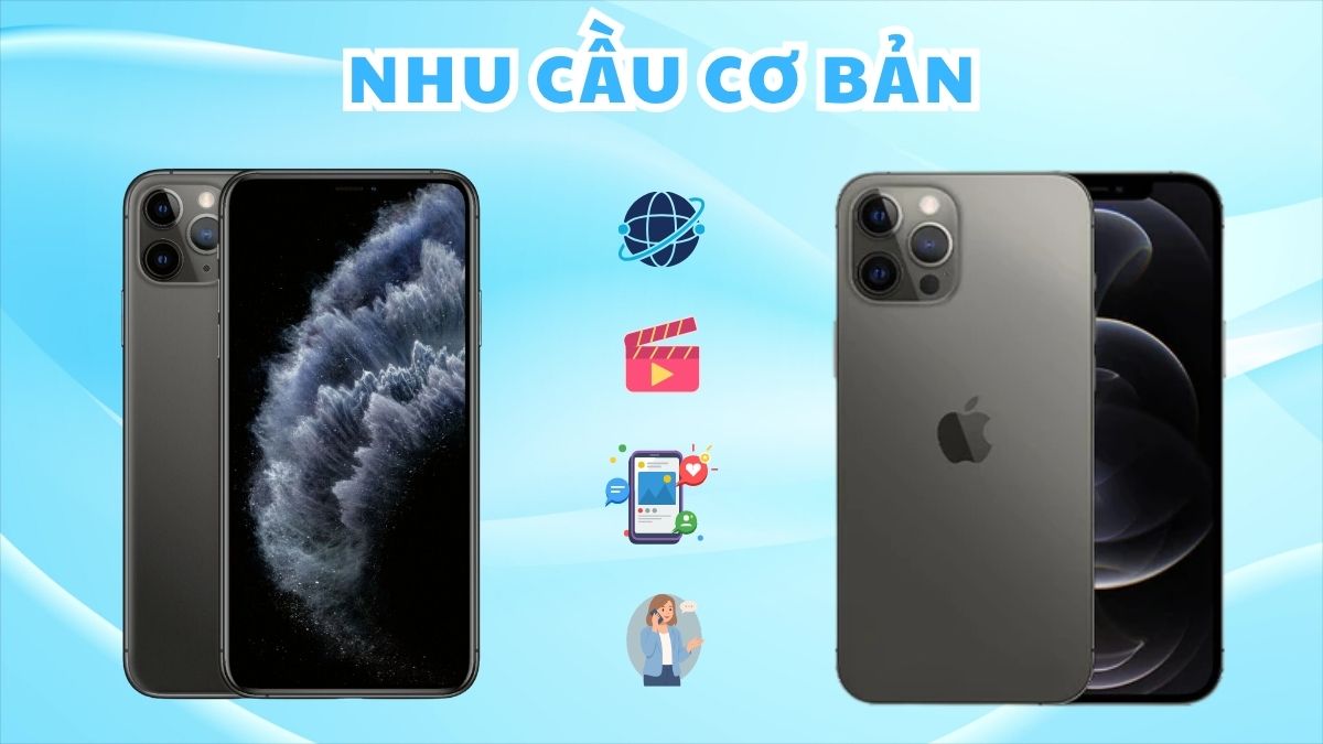 So sánh nhu cầu căn bản của iPhone 11 Pro Max và 12 Pro
