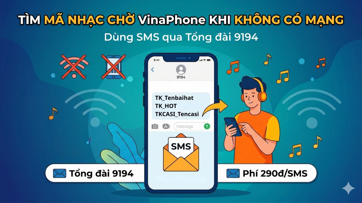 Tìm mã nhạc chờ VinaPhone qua SMS