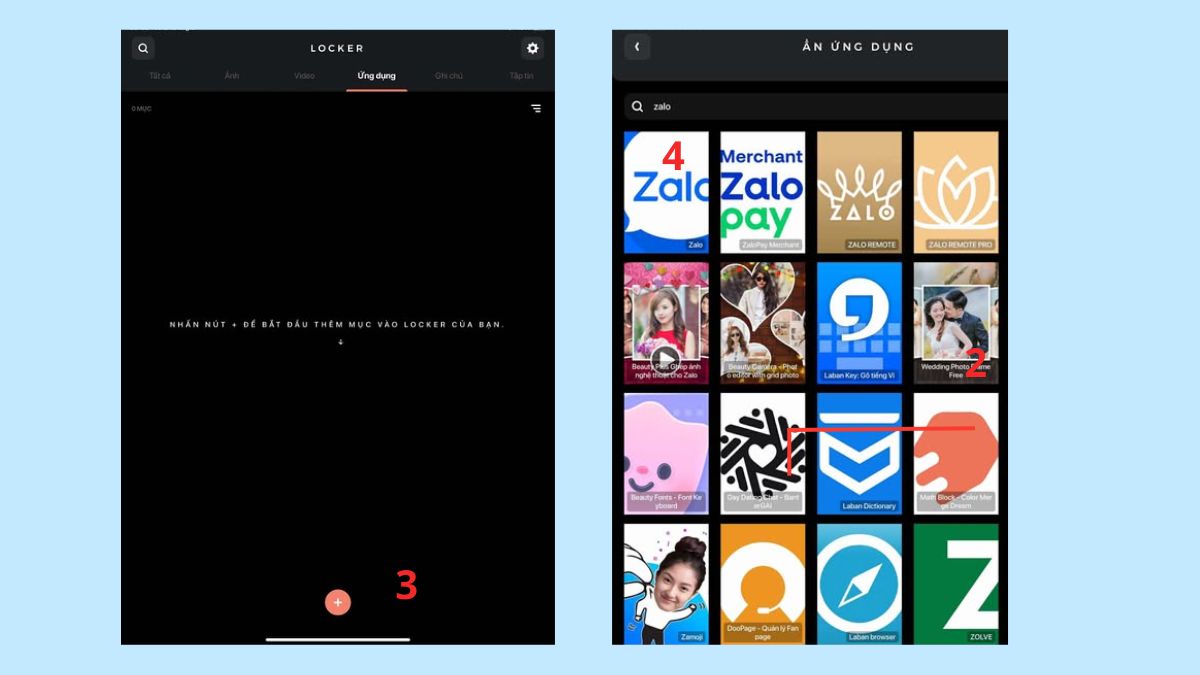 Vào ứng dụng Locker: Ảnh Ảnh và chọn ứng dụng muốn ẩn