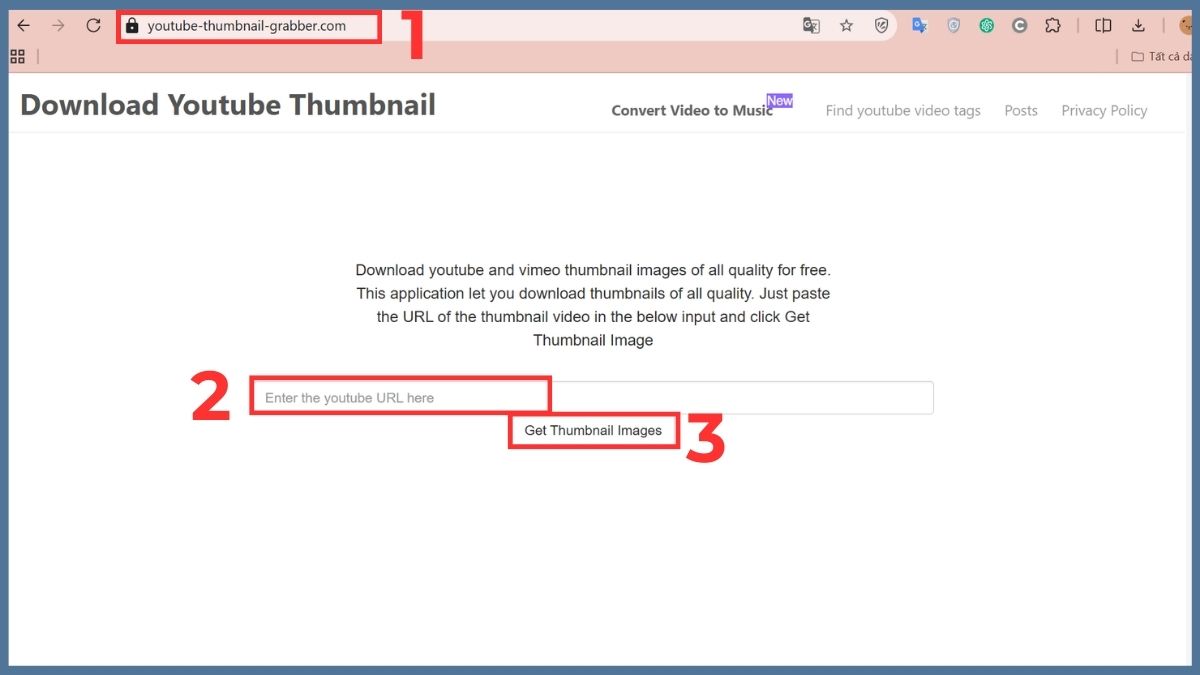 Tải thumbnail YouTube qua website trực tuyến