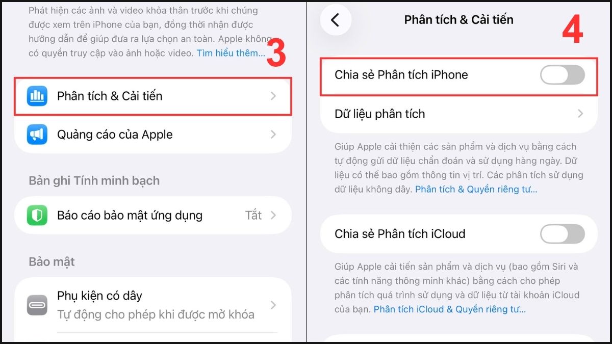 Tắt chia sẻ phân tích iPhone giúp chủ động kiểm soát dữ liệu