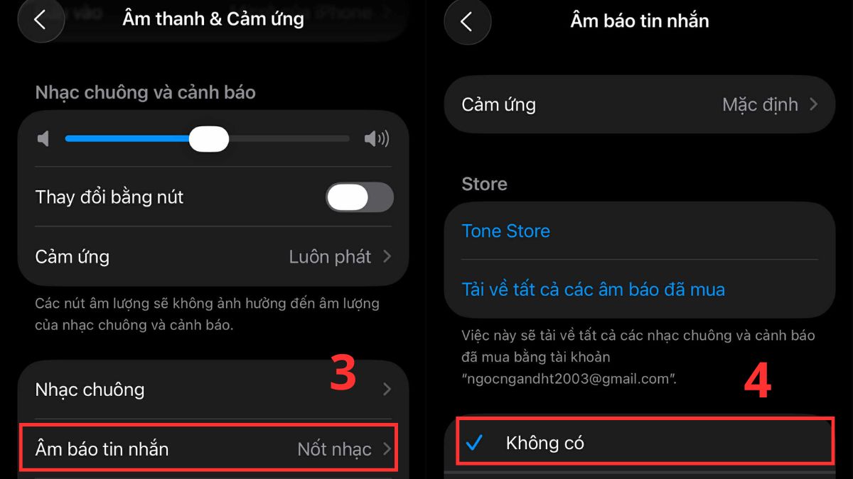 Tùy chỉnh âm thanh tin nhắn
