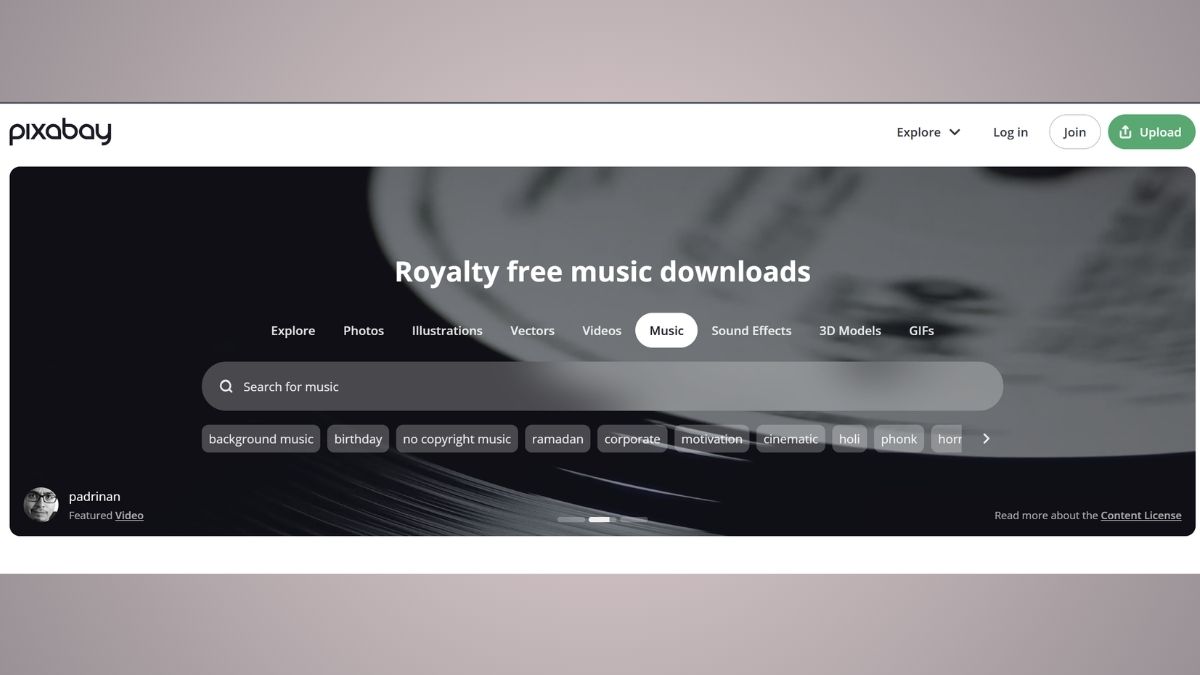 Nền tảng nhạc không bản quyền Pixabay