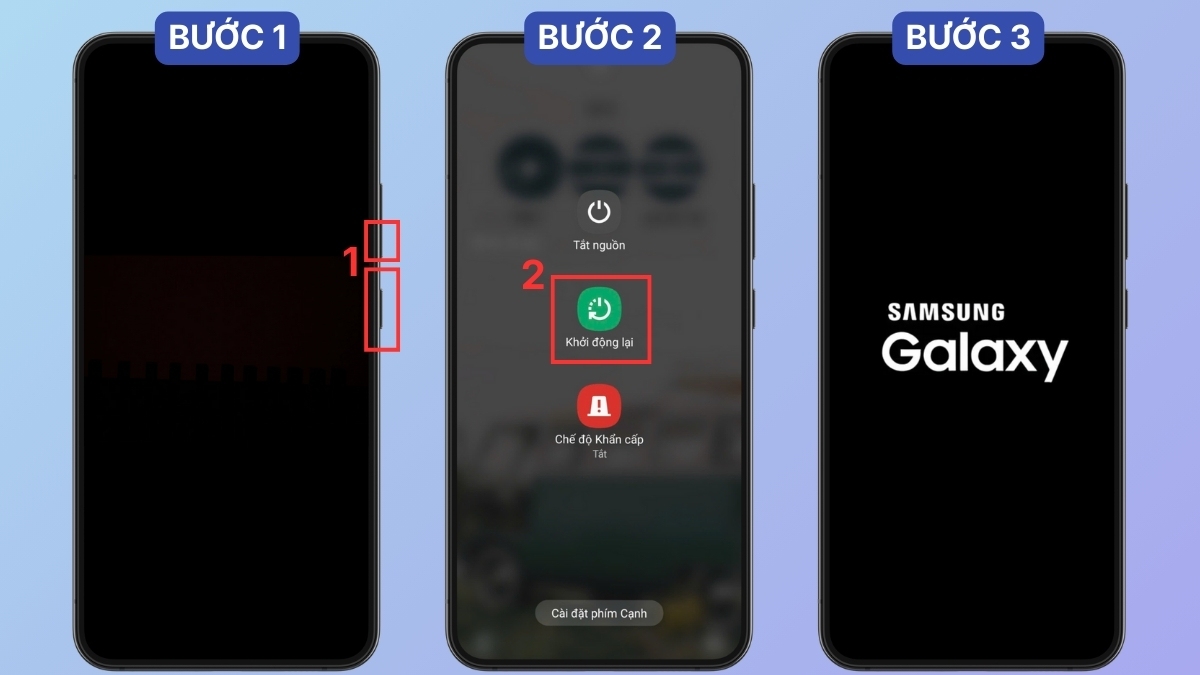 Thao tác khởi động lại máy Samsung