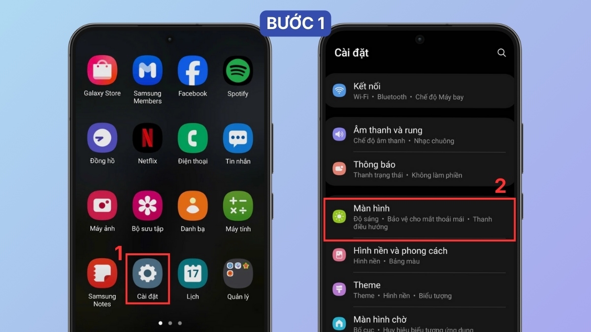 Truy cập Màn hình trong Cài đặt