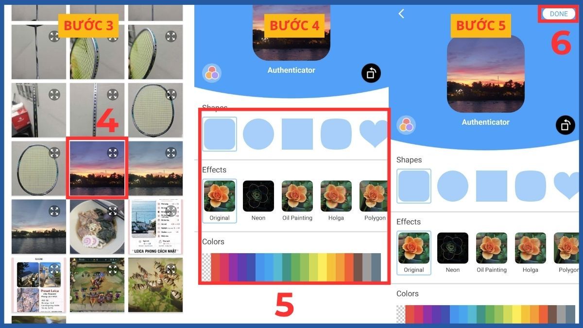 Tùy chỉnh ảnh icon muốn thay đổi