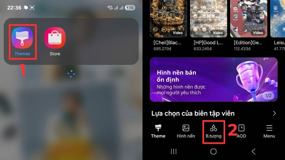 Mở ứng dụng Galaxy Themes trên điện thoại Samsung