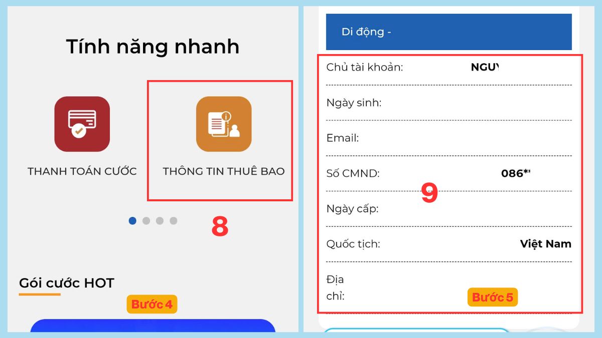 Tra cứu thông tin thuê bao